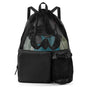 Swim Bag Beach Backpack with Wet Pocket Mesh Drawstring Bags for Swimming, Gym(Expand size 40 * 47cm,black) V1192-AZ-W-3864