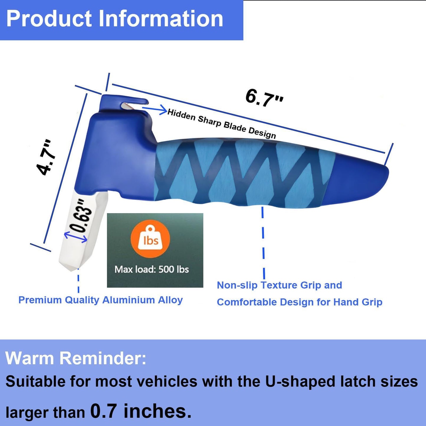4 in 1 Car Door Handle for Elderly - Car Handle Assist with Window Breaker & Seat Belt Cutter - Portable V1192-AZ-W-3866
