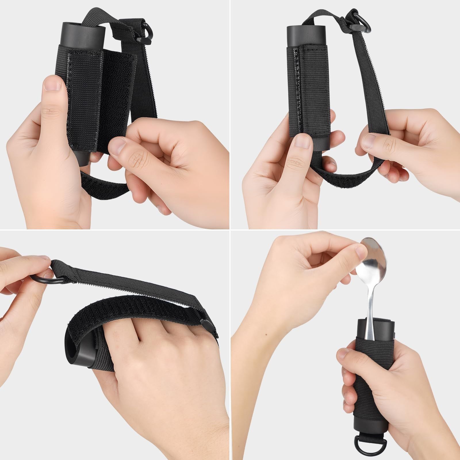 2pcs Disabled Eating Aids Utensil Holders Eating Assistance Hand Cuff for Holding Spoon, Fork, Cutlery V1192-AZ-W-3870