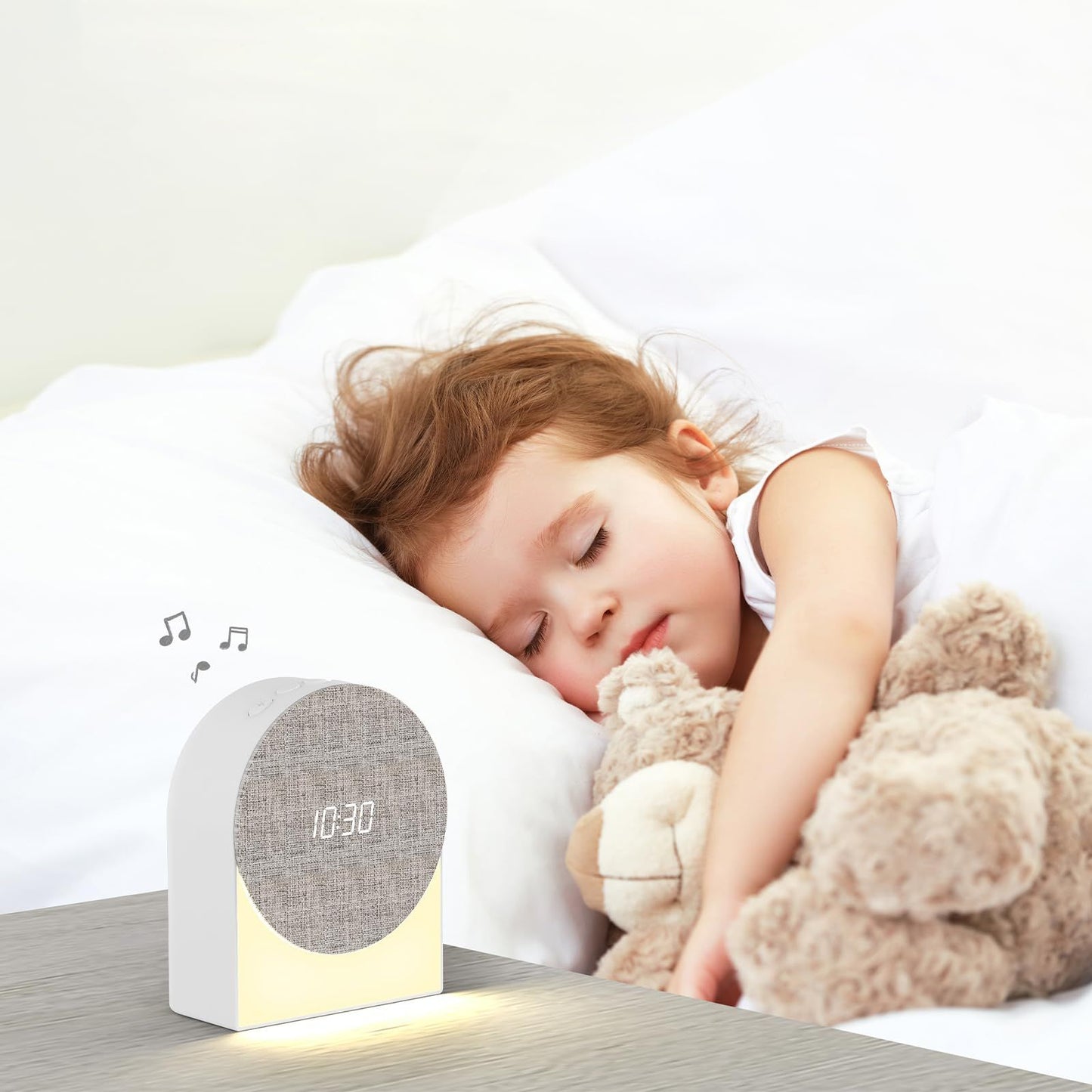 4 in 1 Sound Machine with Digital Clock & Night Light, White Noise Machine, 32-Level Volume, Memory & Timer, V1192-AZ-W-3879
