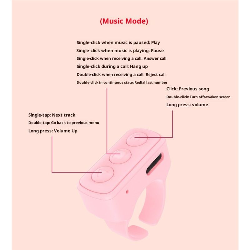 Ring Remote Control, Camera Shutter Remote, Wireless Bluetooth Scrolling Ring Remote Shutter Control for V1192-AZ-W-3880