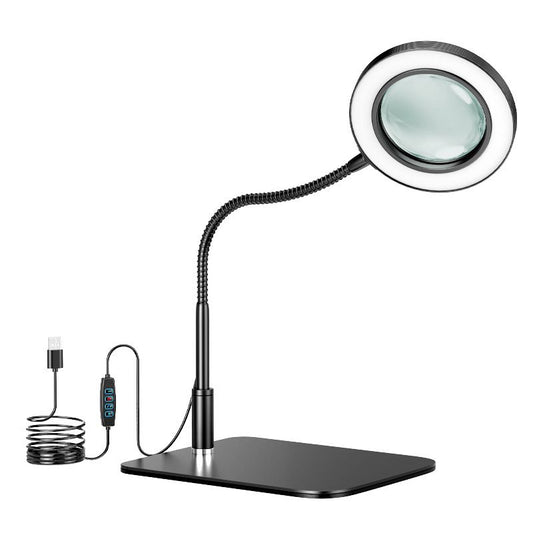10X Desk Magnifying Glass with Light and Stand, Large Magnifying Lamp Magnifying Light for Crafts Hands Free, V1192-AZ-W-3885
