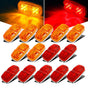 14x Trailer RV Marker LED Light Double Bullseye 10 Diodes Clearance Light Red/Amber,Double Bubble 12V V1192-AZ-W-3886