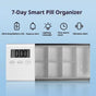Portable Pill Organizer with Sound Flashing Light and Vibration Alarm, Weekly Pill Dispenser, Countdown V1192-AZ-W-3889