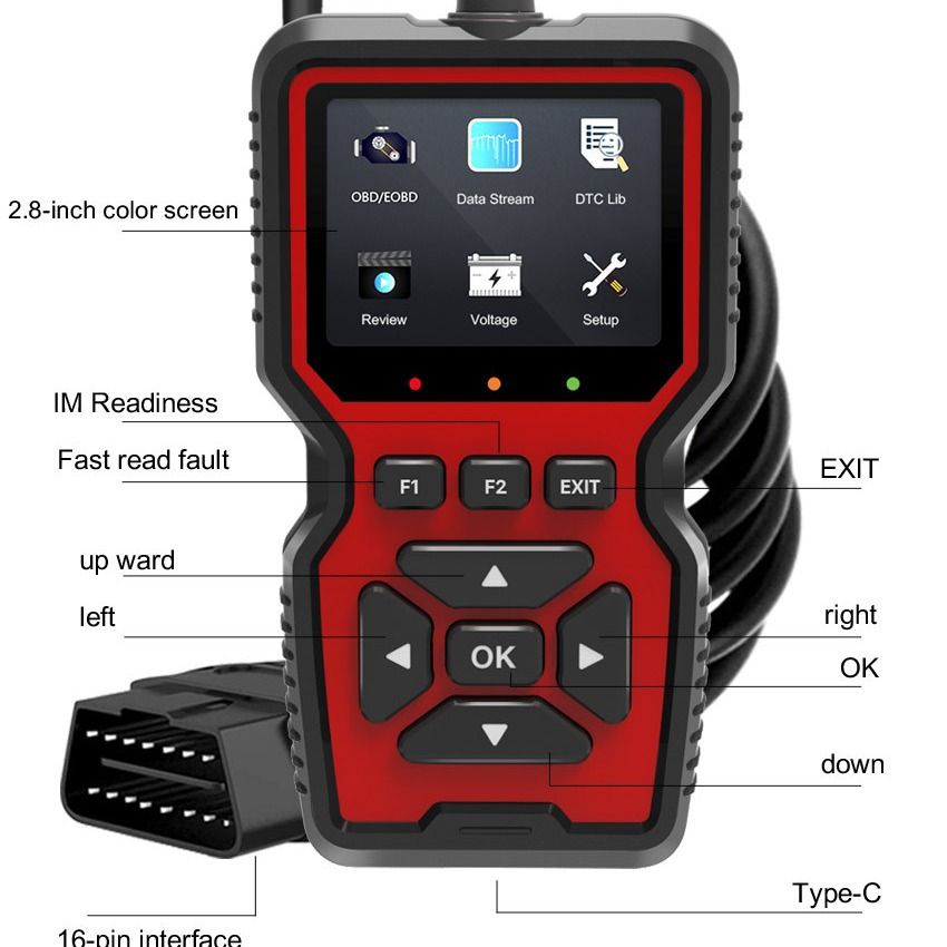 OBD2 Scanner Diagnostic Tool, Check Engine Code Reader OBD2 Scanner with Reset, Mode 6, Mode 8 & I/M V1192-AZ-W-3890
