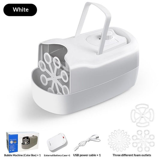 Bubble Machine, Automatic Bubble Blower Machine, Portable Bubble Maker for Outdoor and Indoor Use, (White) V1192-AZ-W-3892