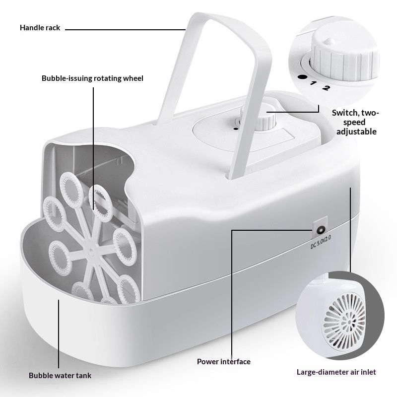 Bubble Machine, Automatic Bubble Blower Machine, Portable Bubble Maker for Outdoor and Indoor Use, (White) V1192-AZ-W-3892