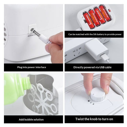 Bubble Machine, Automatic Bubble Blower Machine, Portable Bubble Maker for Outdoor and Indoor Use, (White) V1192-AZ-W-3892