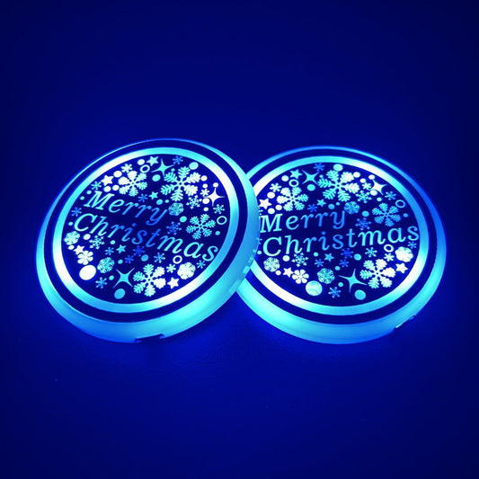 2pcs LED Car Cup Holder Lights, Changeable Color USB Charging Luminescent Car Cup Holder Mat Coaster Insert, V1192-AZ-W-3894
