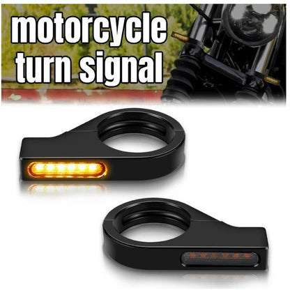 A pair Switchback Sequential Front Fork LED Turn Signals, Motorcycle Running Lights for 41mm Front Mount Fork V1192-AZ-W-3900
