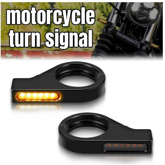 A pair Switchback Sequential Front Fork LED Turn Signals, Motorcycle Running Lights for 41mm Front Mount Fork V1192-AZ-W-3900