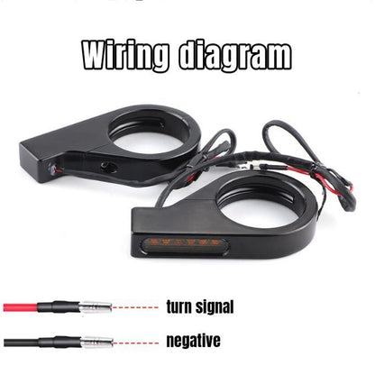 A pair Switchback Sequential Front Fork LED Turn Signals, Motorcycle Running Lights for 41mm Front Mount Fork V1192-AZ-W-3900