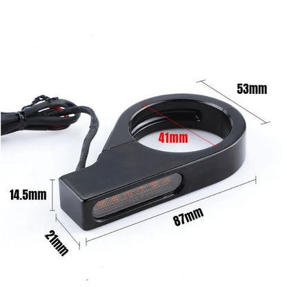 A pair Switchback Sequential Front Fork LED Turn Signals, Motorcycle Running Lights for 41mm Front Mount Fork V1192-AZ-W-3900