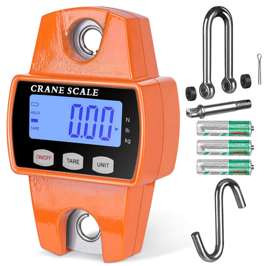 660lb Digital Hanging Scale, Handheld 300Kg Mini Crane Scale with Hooks for Farm Hunting Fishing Outdoor V1192-AZ-W-3901