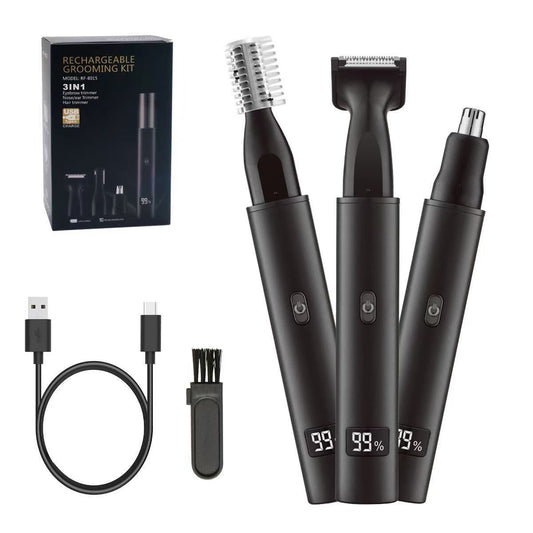 Nose and Ear Hair Trimmer for Men - Rechargeable Eyebrow Face Shaver - Nasal Hair Clippers 3 in 1 Painless V1192-AZ-W-3906