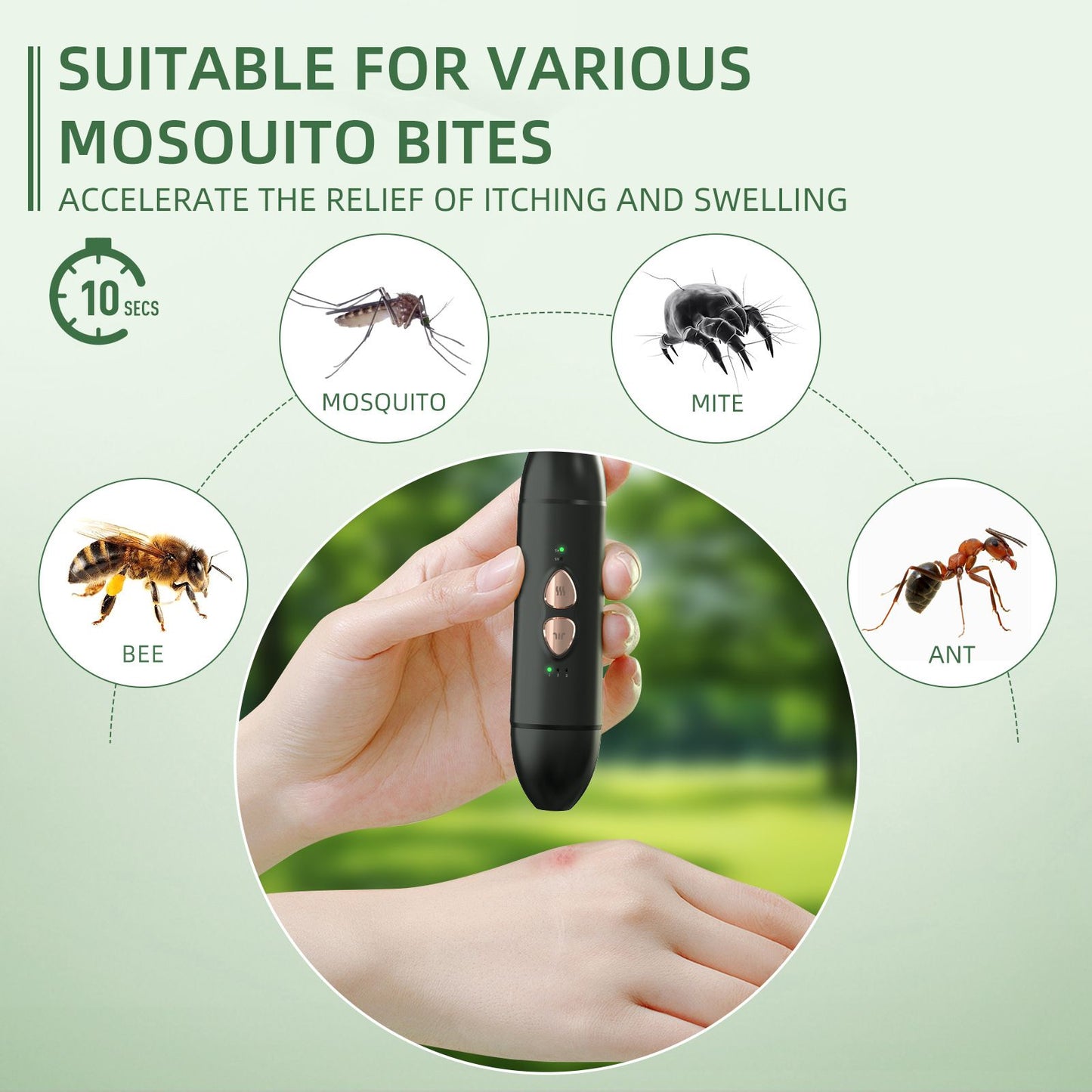Bug Bite Relief with Suction Tool and Heat Mosquito Itch Relief-Insect Sting&2-in-1 Bite Relief Rechargeable V1192-AZ-W-3908