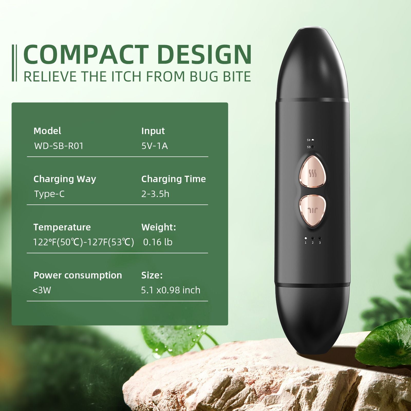 Bug Bite Relief with Suction Tool and Heat Mosquito Itch Relief-Insect Sting&2-in-1 Bite Relief Rechargeable V1192-AZ-W-3908