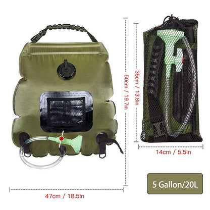 Solar Portable Shower Bag, 5 Gal/20L Solar Heating Camping Shower Bag with Removable Hose&On-Off Switchable V1192-AZ-W-3909