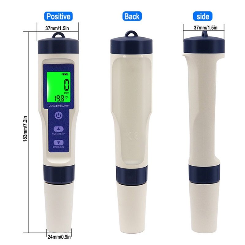 PH Meter & TDS Meter Digital Water Tester 5 in 1 Salinity Tester PH Temp EC and TDS Meter,PH Meter for Water V1192-AZ-W-3910