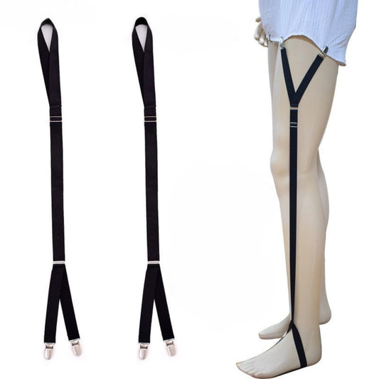 Mens Shirt Stays shirt garters for Men with Loops, 1 Pair, Elastic Black Shirt Garters, Keeps Shirts Tucked V1192-AZ-W-3917