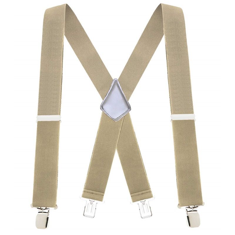 Fashion Mens Suspenders - 48" Elastic Adjustable Heavy Duty 2" Wide - X Back, Adjustable Straps with Secure V1192-AZ-W-3921