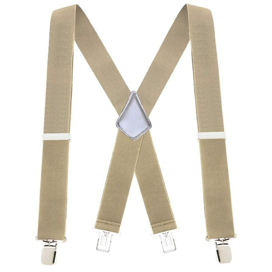 Fashion Mens Suspenders - 48" Elastic Adjustable Heavy Duty 2" Wide - X Back, Adjustable Straps with Secure V1192-AZ-W-3921