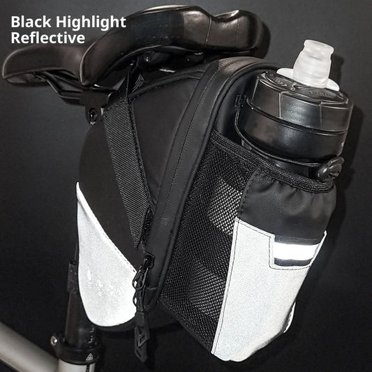 Bike Seat Bag, Bicycle Saddle Bag Under Seat Cycling Seat Pack with Water Bottle Holder for Mountain Road V1192-AZ-W-3926