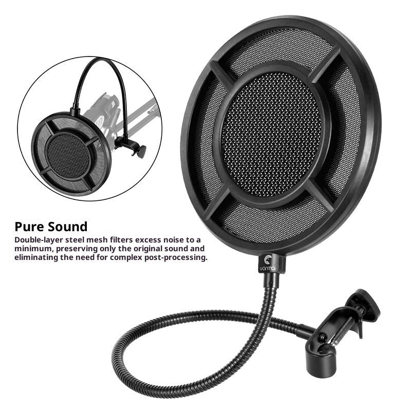 2-layer Anti spray net for Other Mic, Upgraded Metal Microphone Pop Filter Windscreen with Flexible 360 V1192-AZ-W-3927