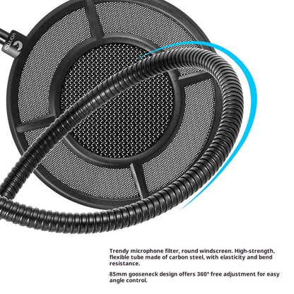 2-layer Anti spray net for Other Mic, Upgraded Metal Microphone Pop Filter Windscreen with Flexible 360 V1192-AZ-W-3927