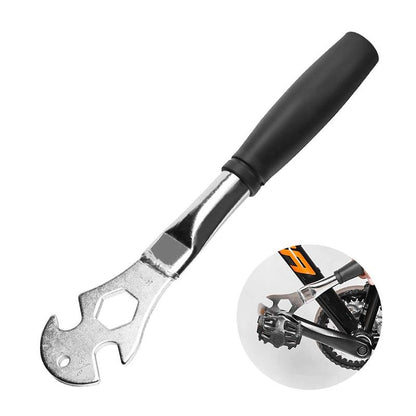 Bicycle Pedal Wrench Heavy Duty Handle - Road Bike Pedal Removal Spanner Tool - Long Handle 15/24mm silver V1192-AZ-W-3944