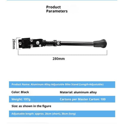 Adjustable Rear Side Kickstand for Mountain, eBike, Road, City & Heavy Bikes 26-36cm Adjustable Bicycle V1192-AZ-W-3945