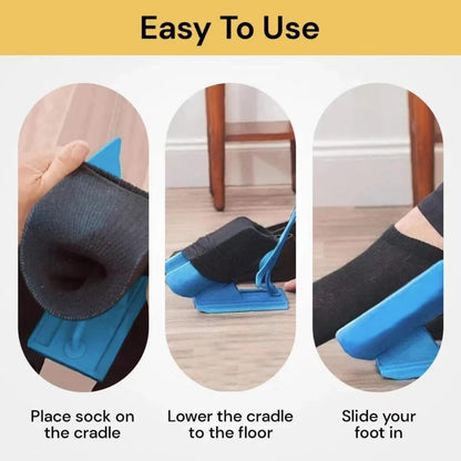 Sock Aid Device with Handle, Easy On Off Sock Assistant, Blue, Mobility Aid for Limited Range of Motion V1192-AZ-W-3947