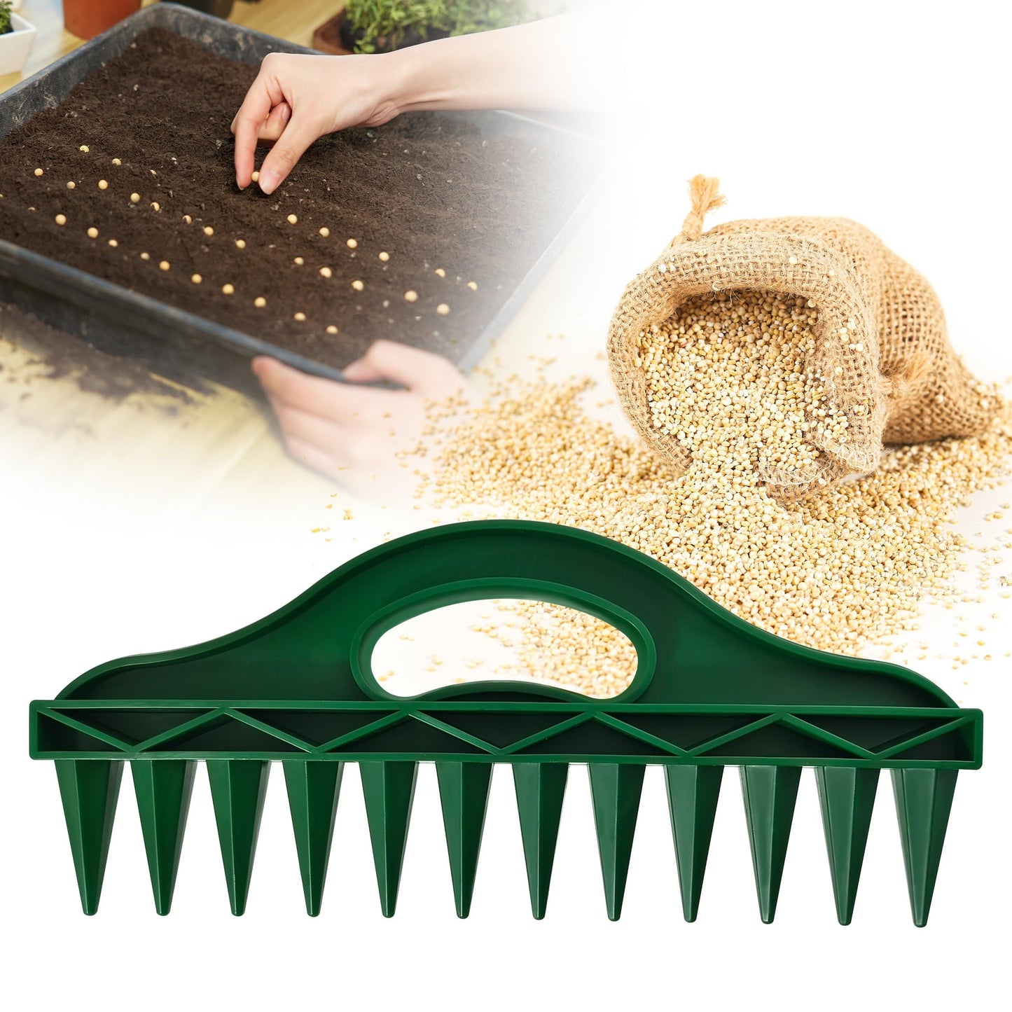Seed-in Soil Digger and Soil Spacer for Planting Seeds for Vegetables, Flowers & Herbs. Durable & Ergonomic V1192-AZ-W-3950