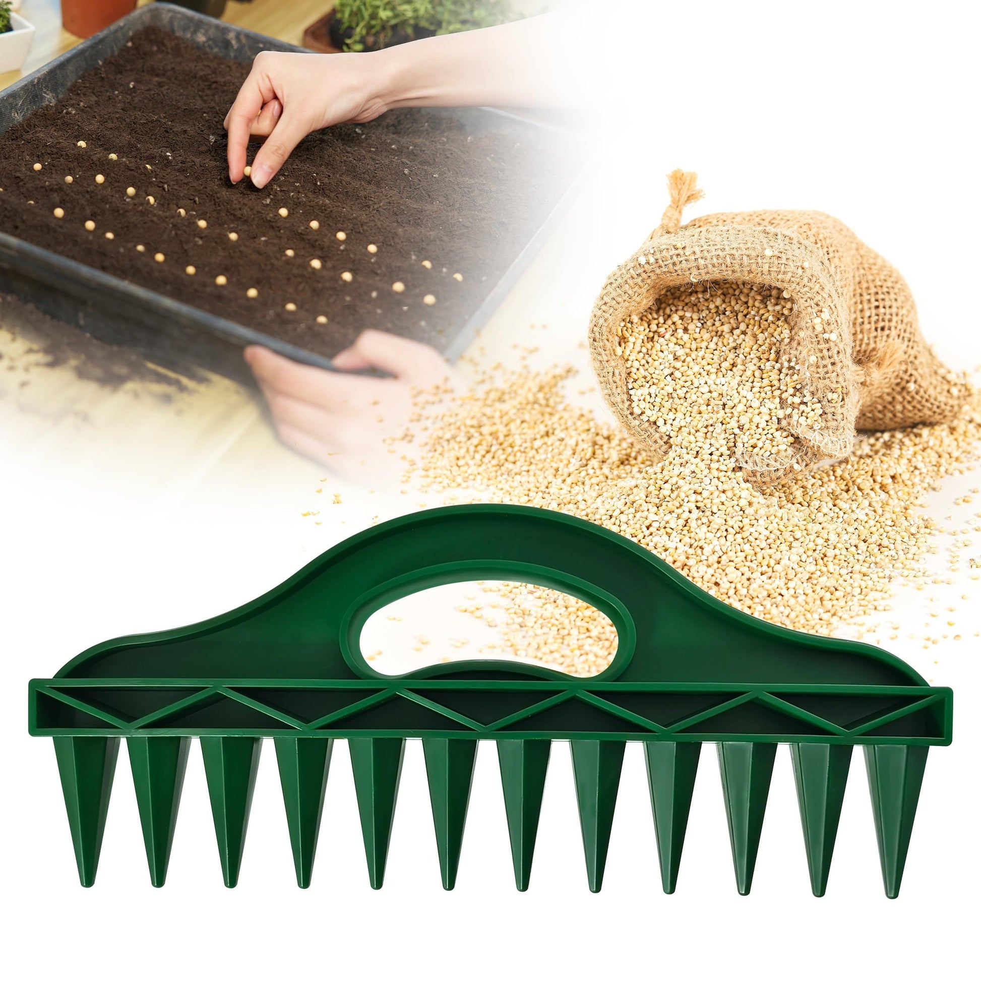 Seed-in Soil Digger and Soil Spacer for Planting Seeds for Vegetables, Flowers & Herbs. Durable & Ergonomic V1192-AZ-W-3950