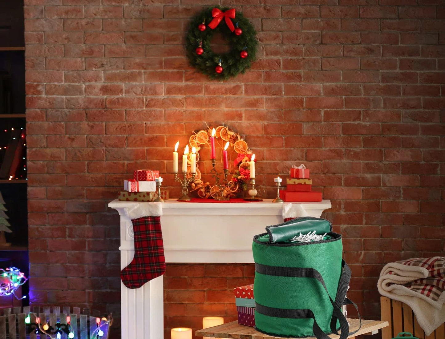 Christmas Light storage Bag | Holiday Light Storage Organizer Extension Cords Constructed of Durable 600D V1192-AZ-W-3954