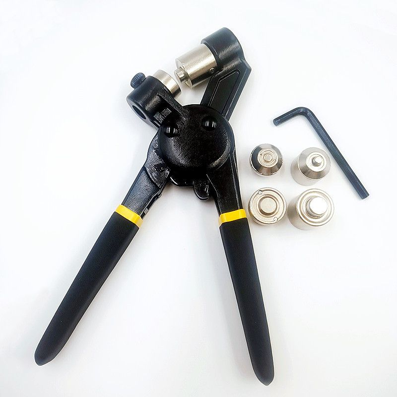 Grommet Tool Kit, Handheld Eyelet Kit Manual Grommet Press Machine with 200 pcs 10 mm Grommets(gold + silver) V1192-AZ-W-3955