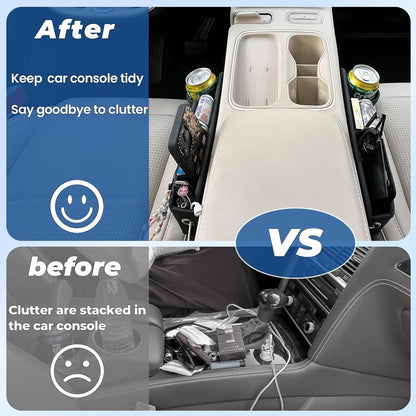 2-Pack Car Seat Gap Filler Organizer with Cup Holder - Premium Leather - Universal Fit - Keeps V1192-AZ-W-3965