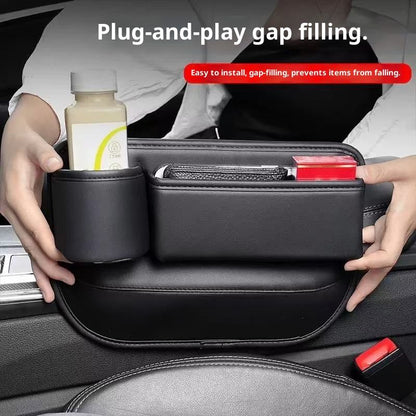2-Pack Car Seat Gap Filler Organizer with Cup Holder - Premium Leather - Universal Fit - Keeps V1192-AZ-W-3965