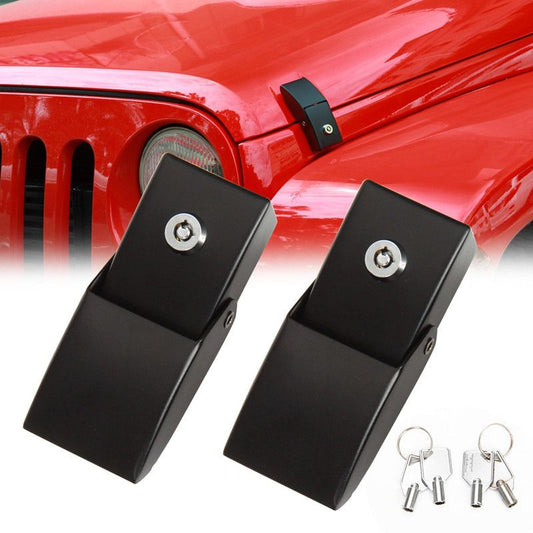For Hood Latches Catch Kit with Lock for Jeep JK JKU JL JLU Gladiator JT 2007-2023 Present Chrome Exterior V1192-AZ-W-3968