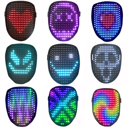 LED Mask with Gesture Sensing, Light-Up Transforming Face Cover for Halloween, Christmas, Cosplay & Birthday V1192-AZ-W-3970