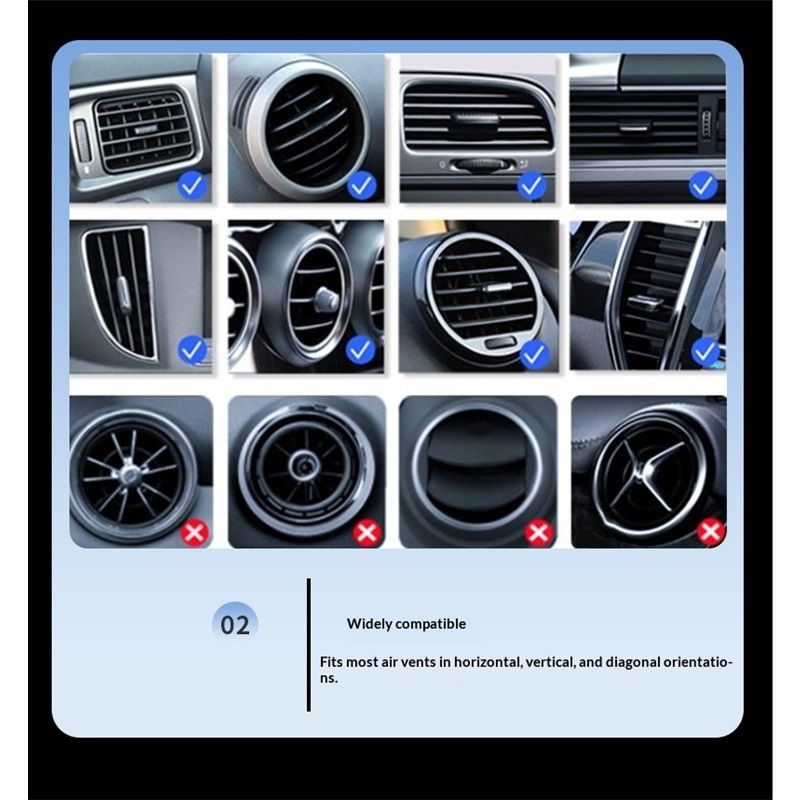 Firm-hold Air Vent Car Phone Holder ,Rotatable Universal Phone Mount with Adjustable Wide V1192-AZ-W-3979
