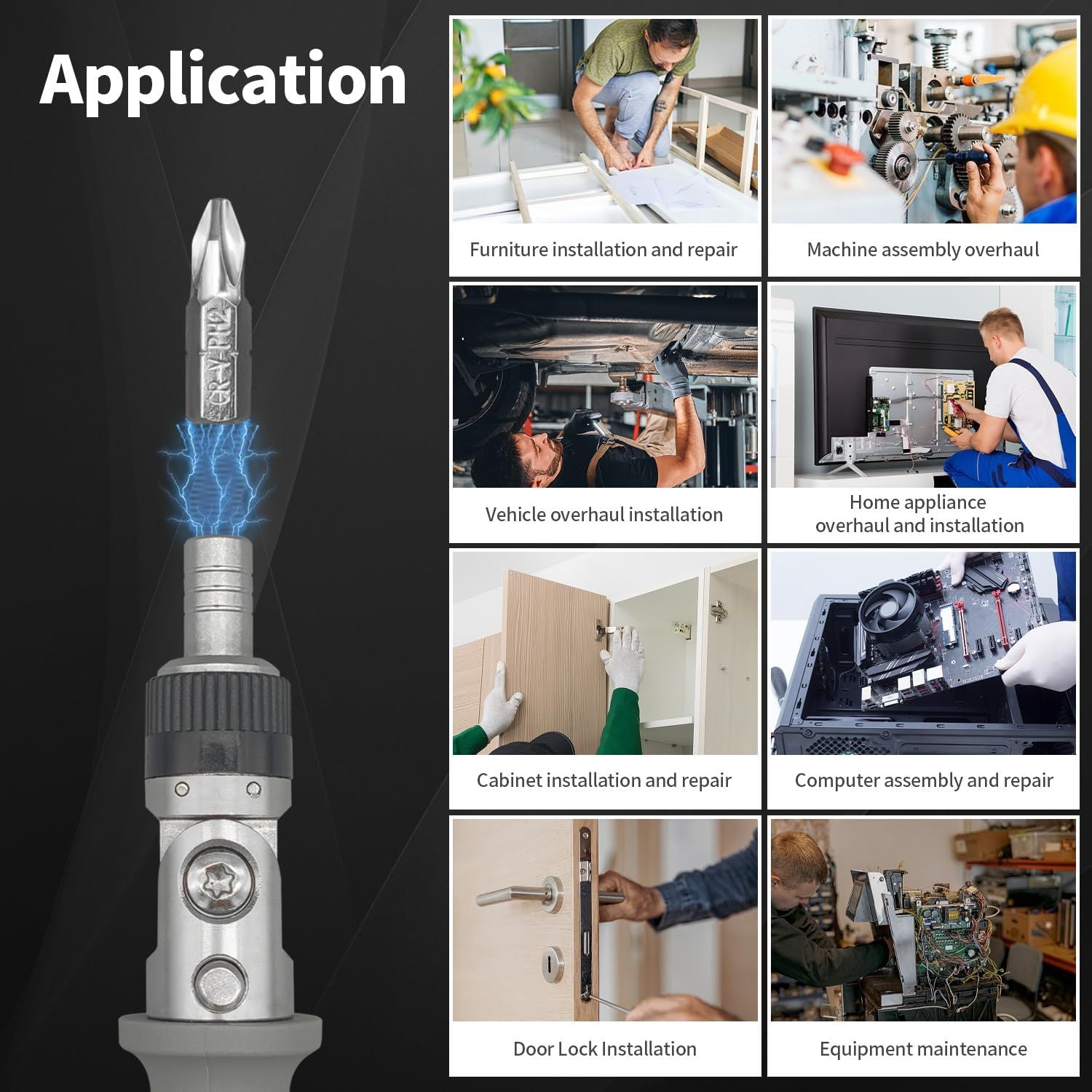 Ratcheting Screwdriver, Ratcheting Screwdriver Set, 10-in-1 Multi Bit Screwdriver, 180-Degree Adjust V1192-AZ-W-3994
