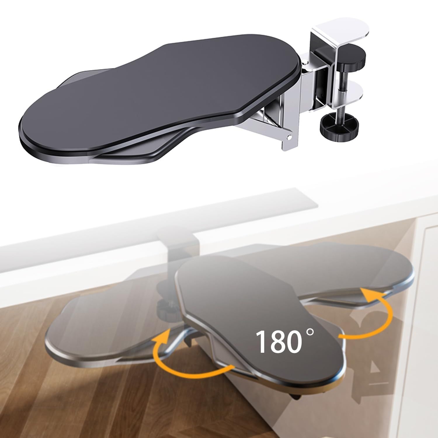 Computer Adjustable Ergonomic Arm Rest for Desk, 180 degrees Rotating and 90 degrees Folding Arm Support, V1192-AZ-W-4000