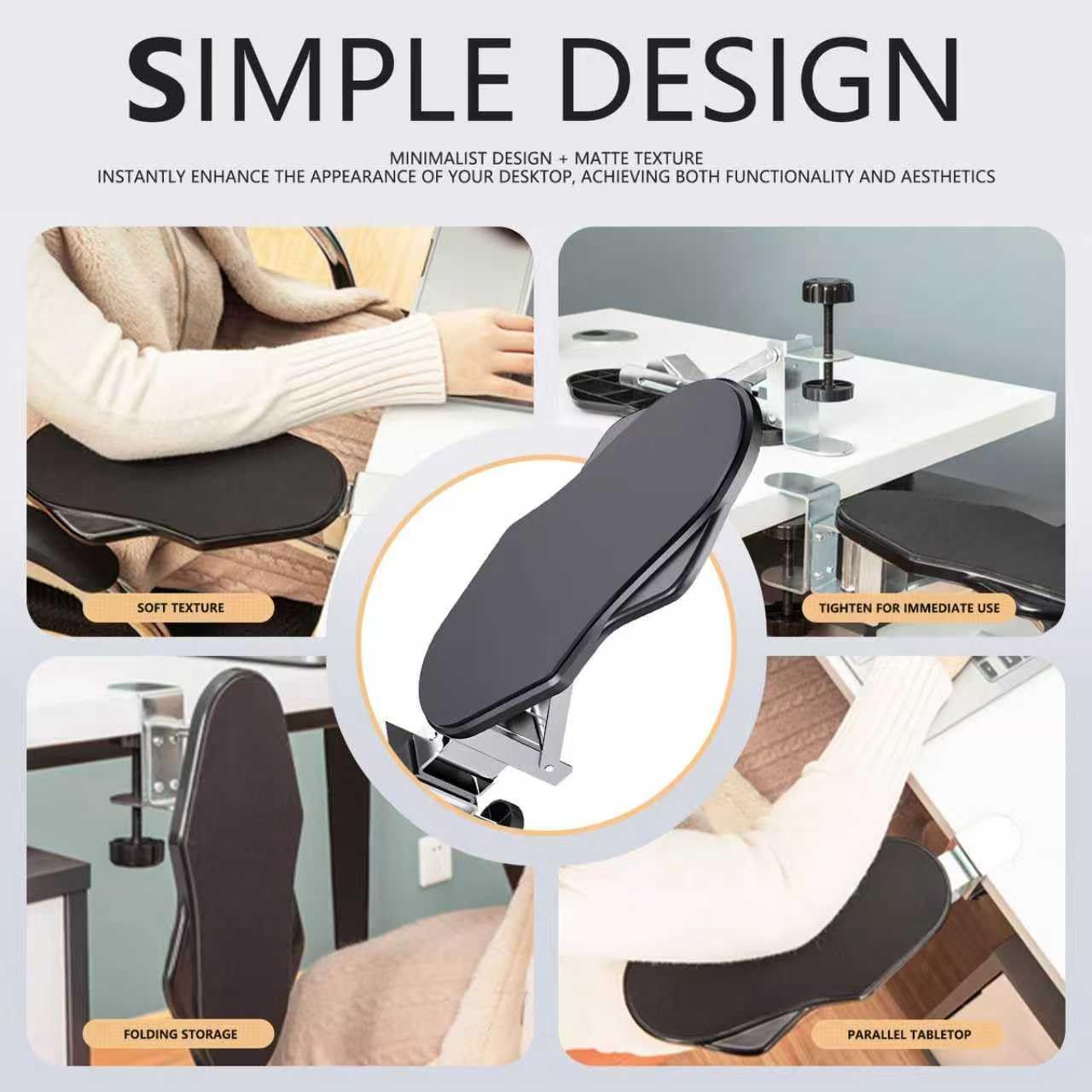 Computer Adjustable Ergonomic Arm Rest for Desk, 180 degrees Rotating and 90 degrees Folding Arm Support, V1192-AZ-W-4000