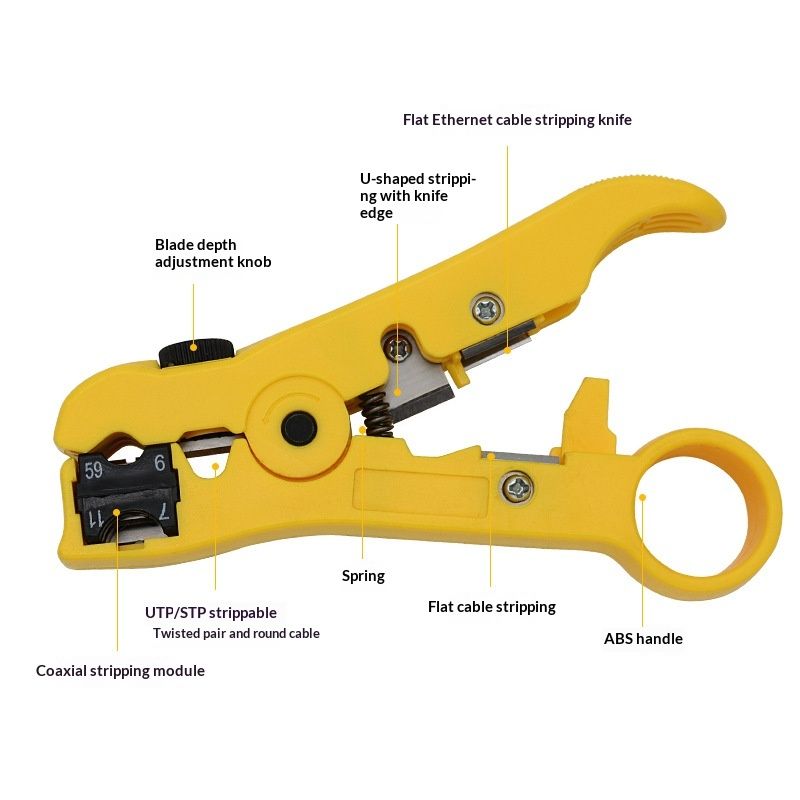 All-In-One Stripping Tool Universal Cable Wire Stripper, Coaxial Cable andWire Cutting Tool Multifunction V1192-AZ-W-4001