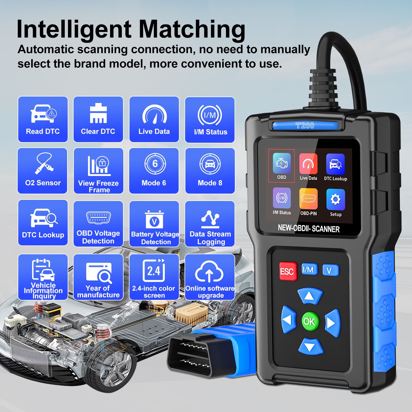 obd2 Scanner Diagnostic Tool Car Accessories Check Engine Code Reader with Reset for Cars Professional V1192-AZ-W-4013