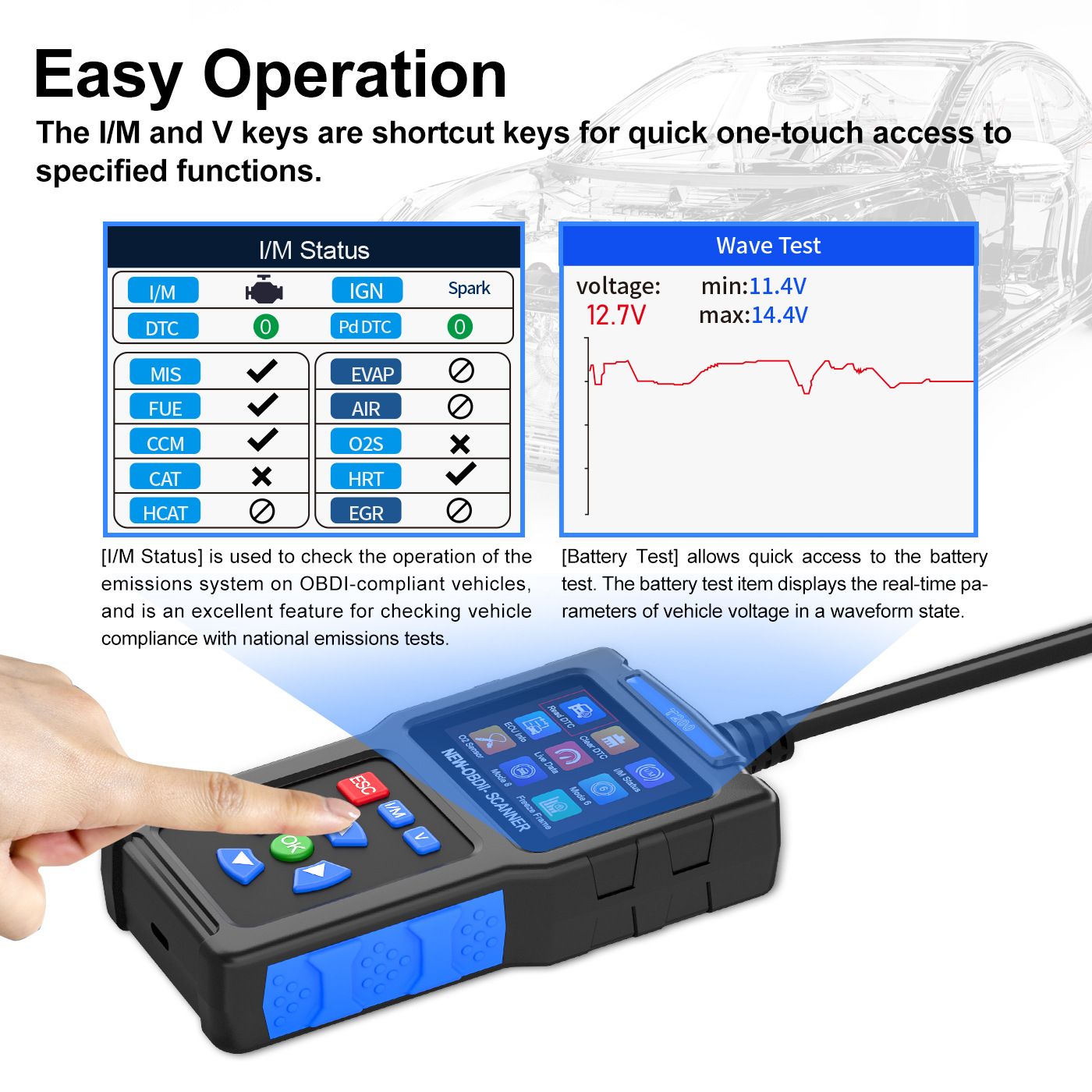 obd2 Scanner Diagnostic Tool Car Accessories Check Engine Code Reader with Reset for Cars Professional V1192-AZ-W-4013