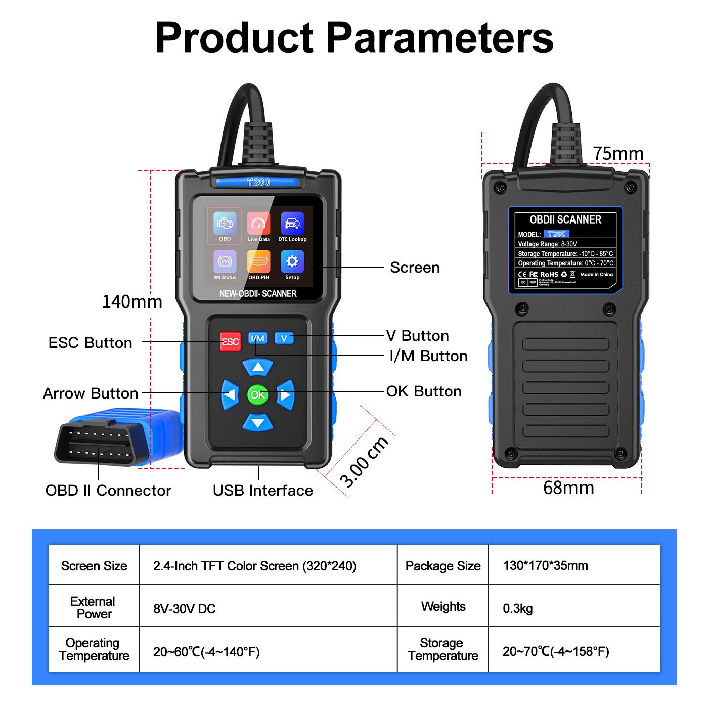 obd2 Scanner Diagnostic Tool Car Accessories Check Engine Code Reader with Reset for Cars Professional V1192-AZ-W-4013