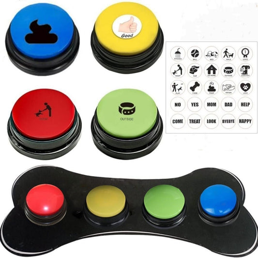 Dog Buttons Talk, Recordable Dog Clicker for Training, Dog Buttons for Communication Starter Set with Mat, V1192-AZ-W-4014