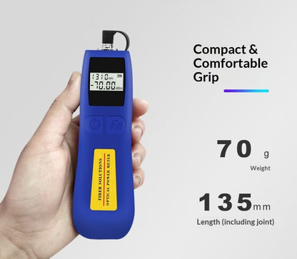 Optical Power Meter -70~+10 dBm Fiber Light Meter for Testing 6 Calibrated Wavelengths, 70g Light Weighted V1192-AZ-W-4015